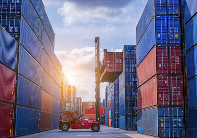 End-to-end global supply chain network graphic showing international procurement, logistics, and at-cost sourcing services.