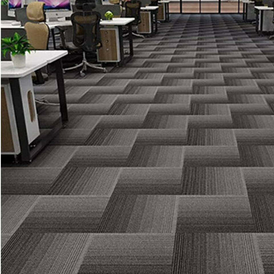 gray carpet with darker stripes on the edges