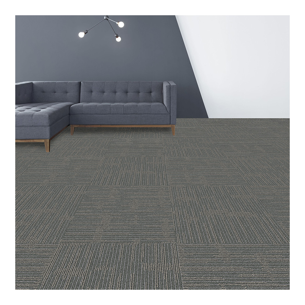 grey color pvc backing carpet on the office floor